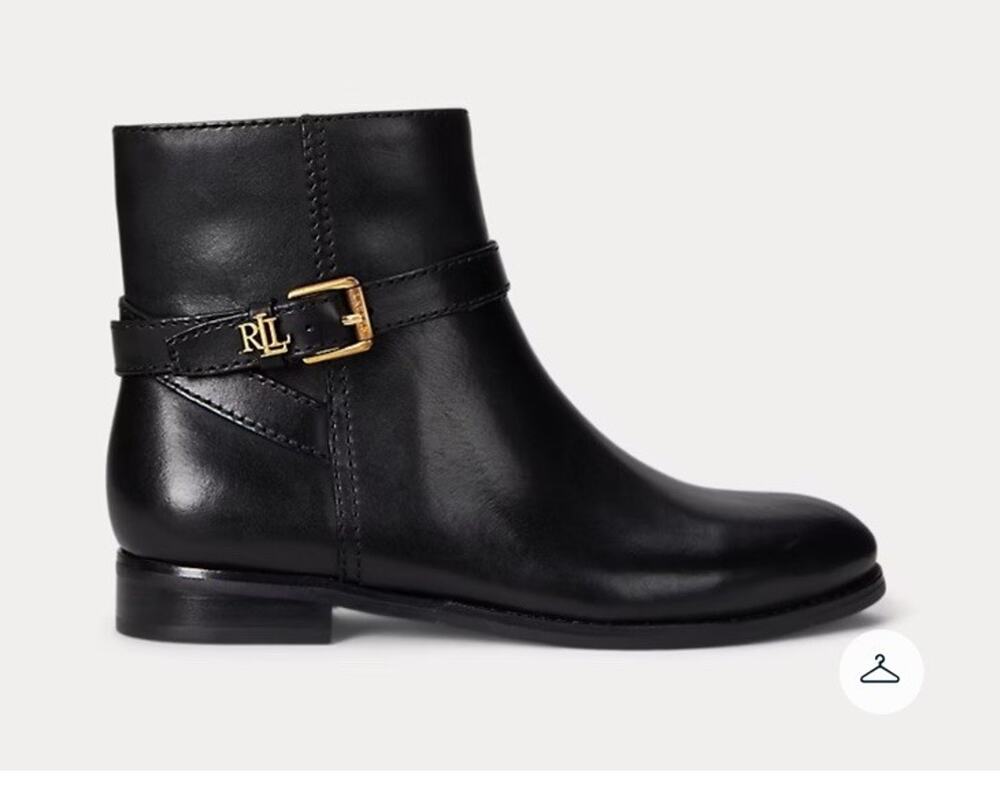 NEW Lauren Ralph Lauren Women's Brooke Burnished Black Leather Bootie Size 9.5